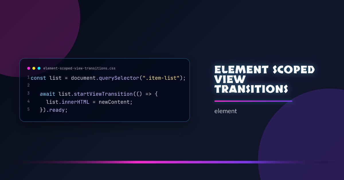 Element-Scoped View Transitions