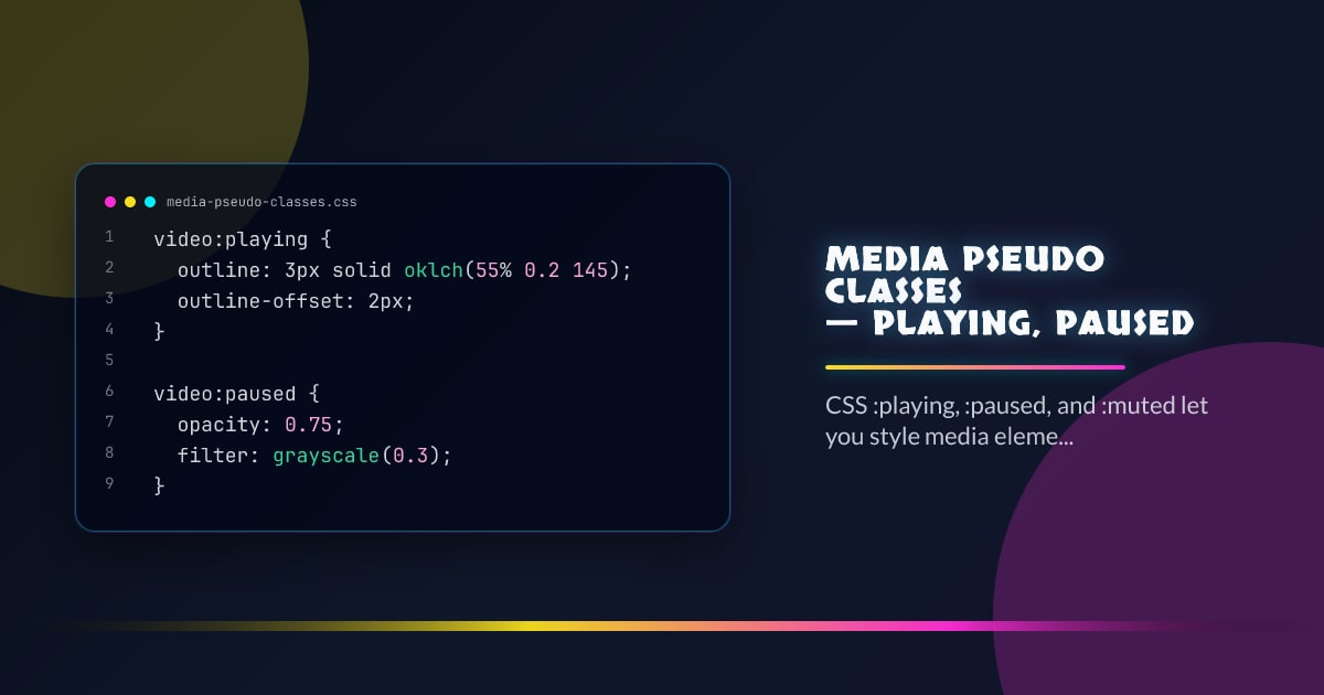Media Pseudo-Classes — :playing, :paused